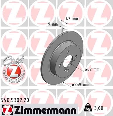 ZIMMERMANN Brzdový kotúč 540530220 1