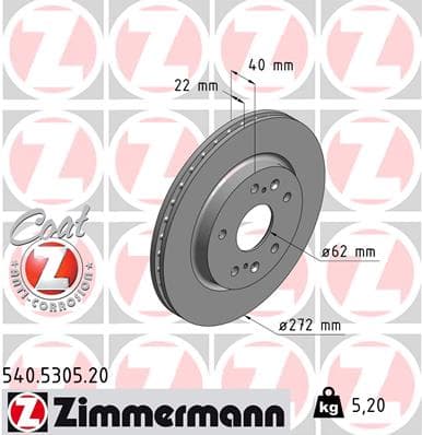 ZIMMERMANN Brzdový kotúč 540530520 1