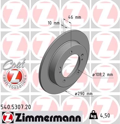 ZIMMERMANN Brzdový kotúč 540530720 1