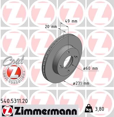 ZIMMERMANN Brzdový kotúč 540531120 1