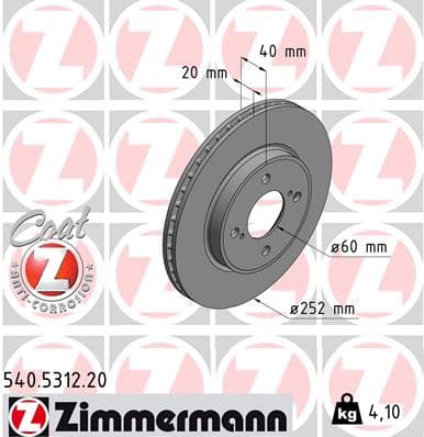 ZIMMERMANN Brzdový kotúč 540531220 1
