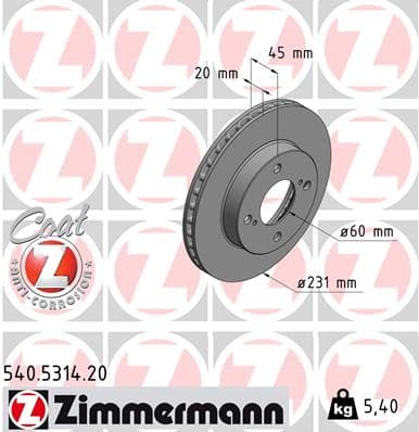 ZIMMERMANN Brzdový kotúč 540531420 1