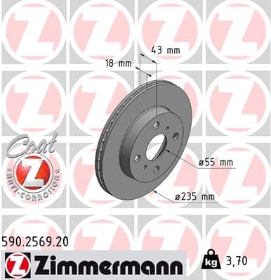 ZIMMERMANN Brzdový kotúč 590256920 1