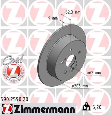 ZIMMERMANN Brzdový kotúč 590259020 1