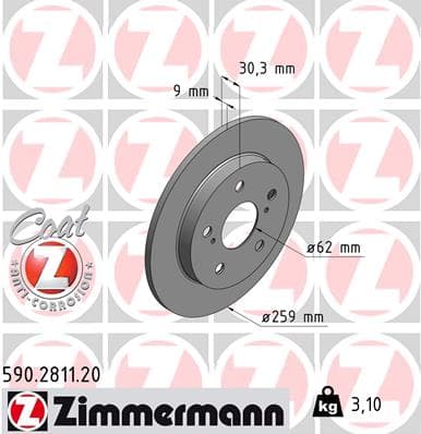 ZIMMERMANN Brzdový kotúč 590281120 1