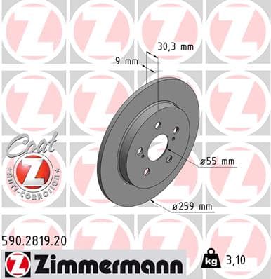 ZIMMERMANN Brzdový kotúč 590281920 1