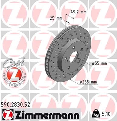 ZIMMERMANN Brzdový kotúč 590283052 1