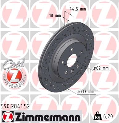 ZIMMERMANN Brzdový kotúč 590.2841.52 1