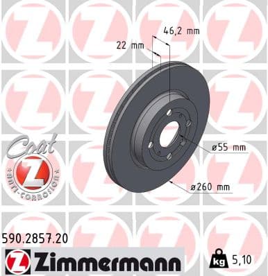 ZIMMERMANN Brzdový kotúč 590.2857.20 1