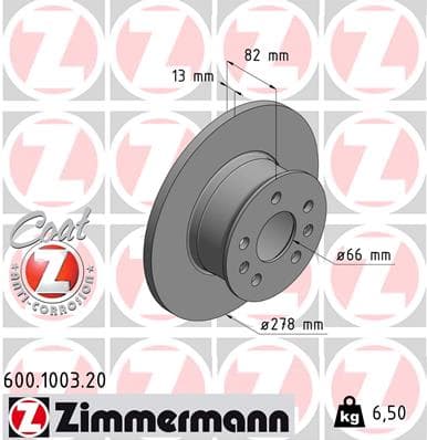 ZIMMERMANN Brzdový kotúč 600.1003.20 1