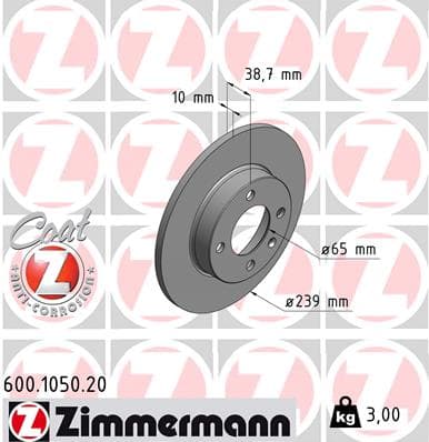 ZIMMERMANN Brzdový kotúč 600105020 1