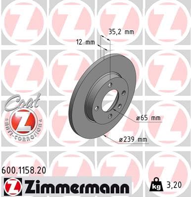 ZIMMERMANN Brzdový kotúč 600115820 1