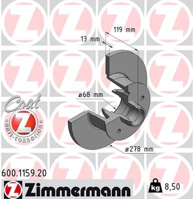 ZIMMERMANN Brzdový kotúč 600115920 1