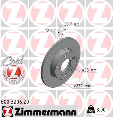 ZIMMERMANN Brzdový kotúč 600320620 1