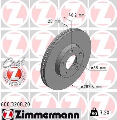 ZIMMERMANN Brzdový kotúč 600320820 1