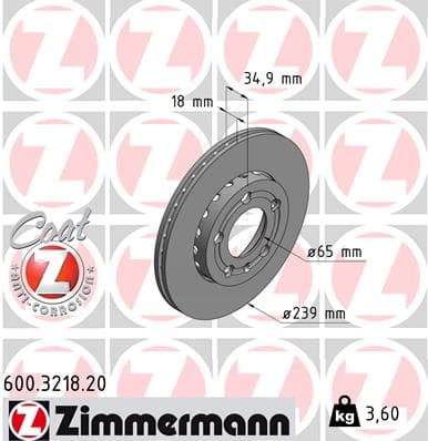 ZIMMERMANN Brzdový kotúč 600321820 1
