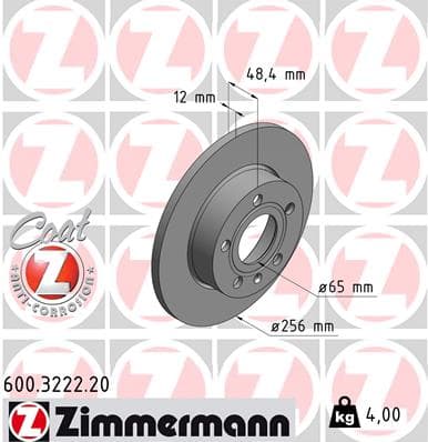 ZIMMERMANN Brzdový kotúč 600322220 1