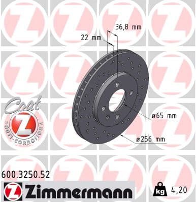 ZIMMERMANN Brzdový kotúč 600325052 1