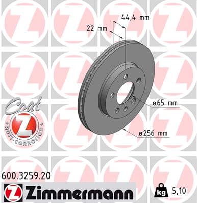 ZIMMERMANN Brzdový kotúč 600.3259.20 1