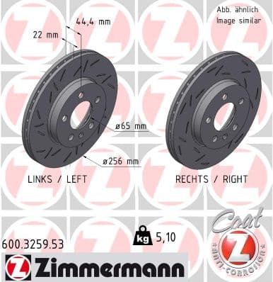 ZIMMERMANN Brzdový kotúč 600.3259.53 1