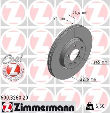 ZIMMERMANN Brzdový kotúč 600.3260.20 1