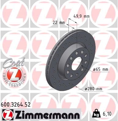 ZIMMERMANN Brzdový kotúč 600.3264.52 1