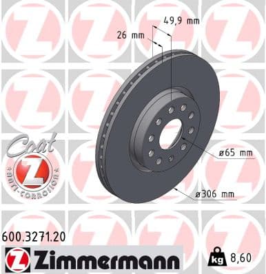 ZIMMERMANN Brzdový kotúč 600.3271.20 1