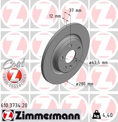 ZIMMERMANN Brzdový kotúč 610.3734.20 1