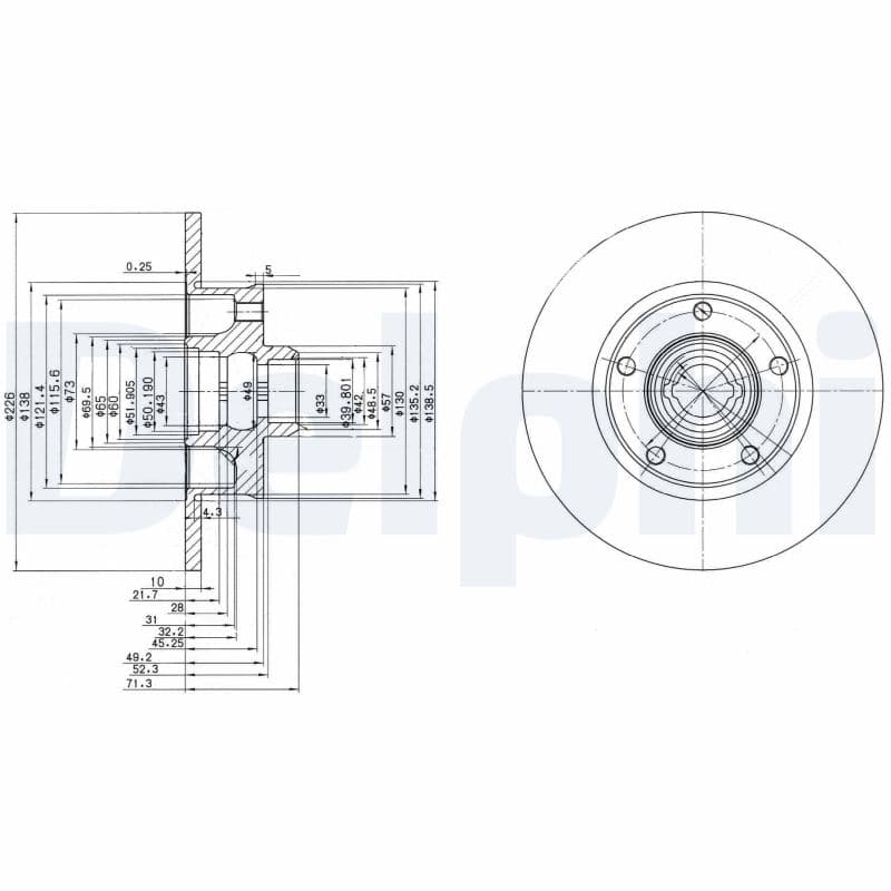 DELPHI Brzdový kotúč BG2714 1