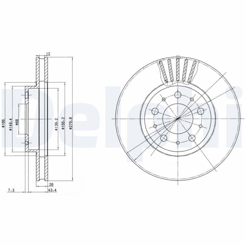 DELPHI Brzdový kotúč BG2841 1