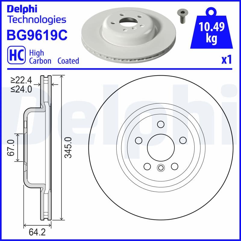 DELPHI Brzdový kotúč BG9619C 1