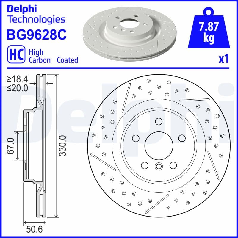 DELPHI Brzdový kotúč BG9628C 1