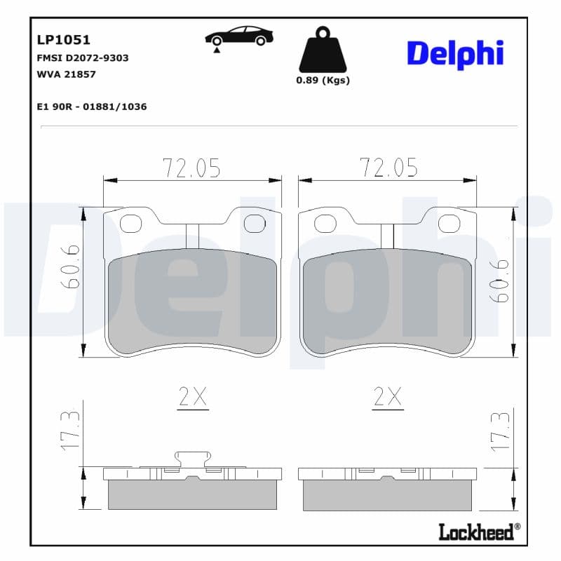DELPHI Sada brzdových platničiek kotúčovej brzdy LP1051 1