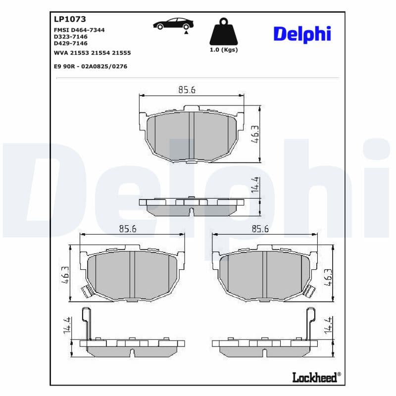 DELPHI Sada brzdových platničiek kotúčovej brzdy LP1073 1