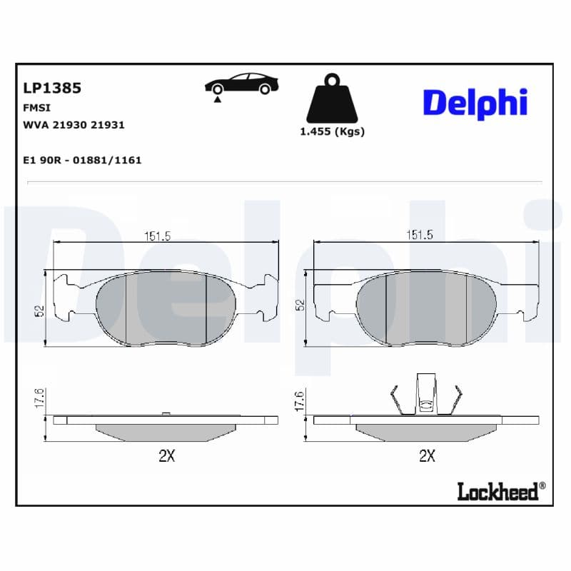 DELPHI Sada brzdových platničiek kotúčovej brzdy LP1385 1