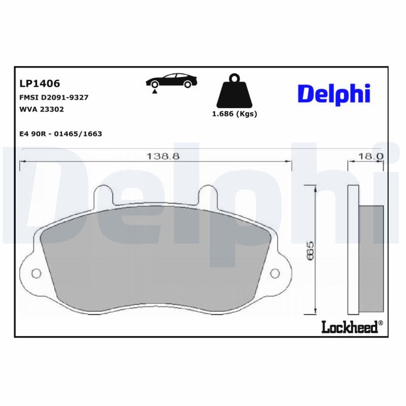 DELPHI Sada brzdových platničiek kotúčovej brzdy LP1406 1