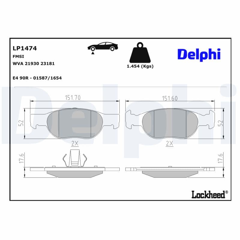 DELPHI Sada brzdových platničiek kotúčovej brzdy LP1474 1