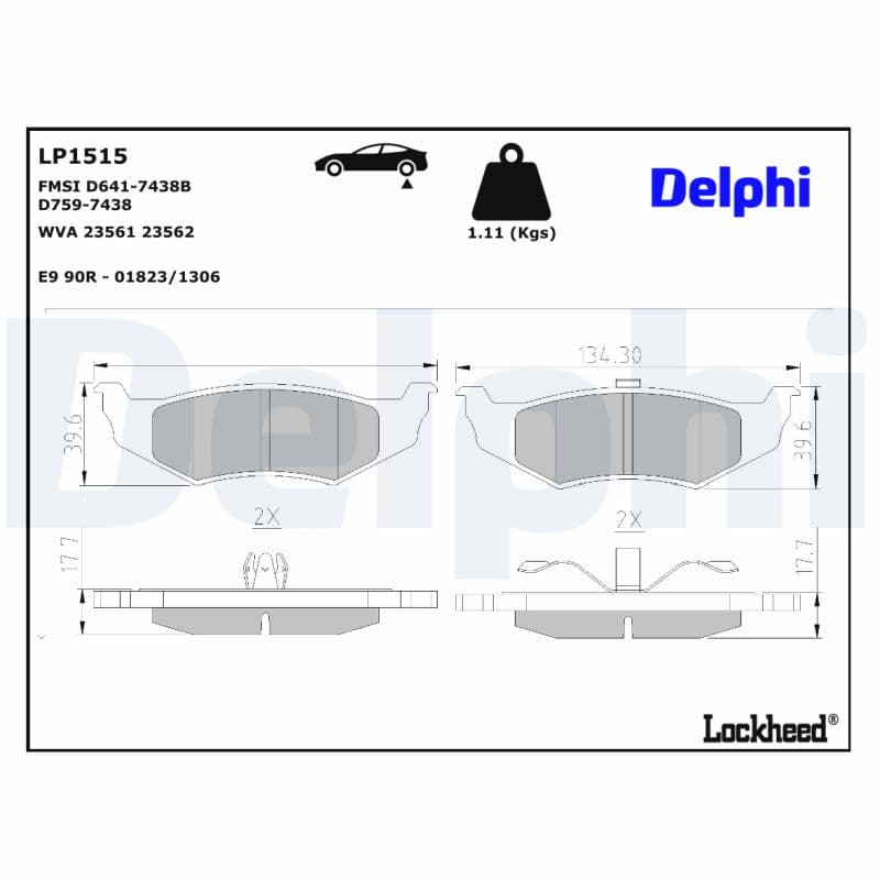 DELPHI Sada brzdových platničiek kotúčovej brzdy LP1515 1