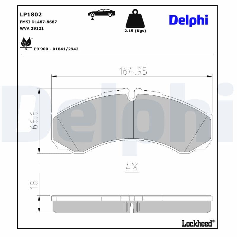 DELPHI Sada brzdových platničiek kotúčovej brzdy LP1802 1