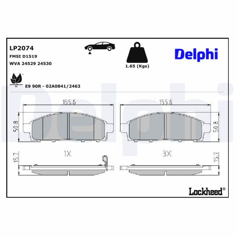 DELPHI Sada brzdových platničiek kotúčovej brzdy LP2074 1