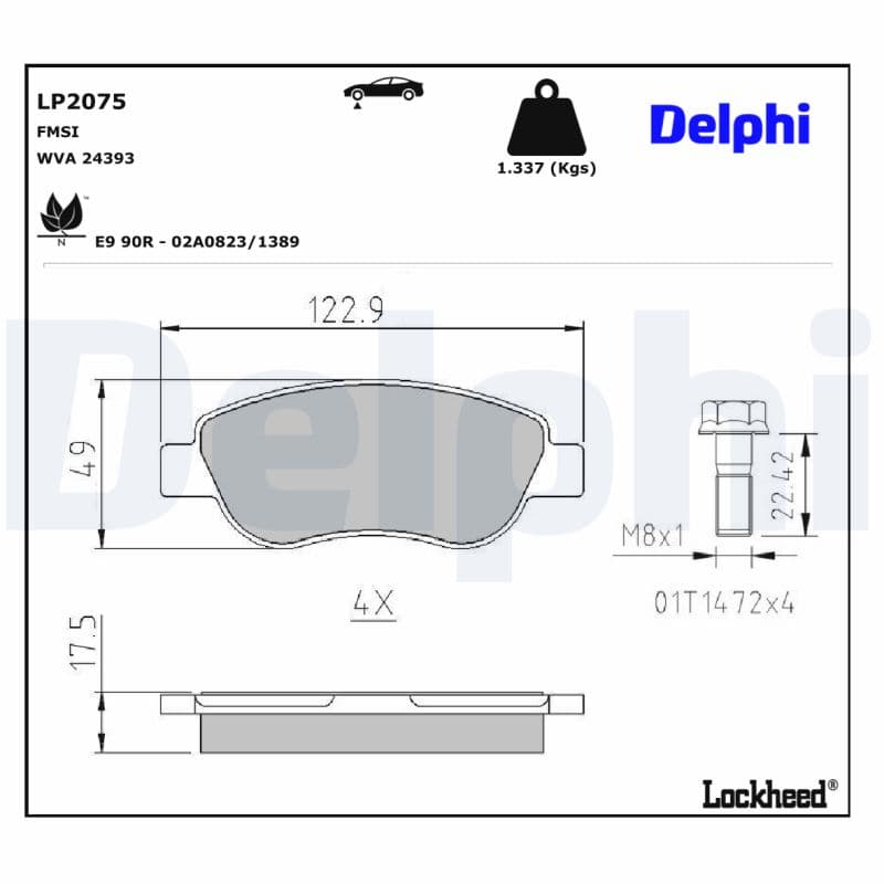 DELPHI Sada brzdových platničiek kotúčovej brzdy LP2075 1