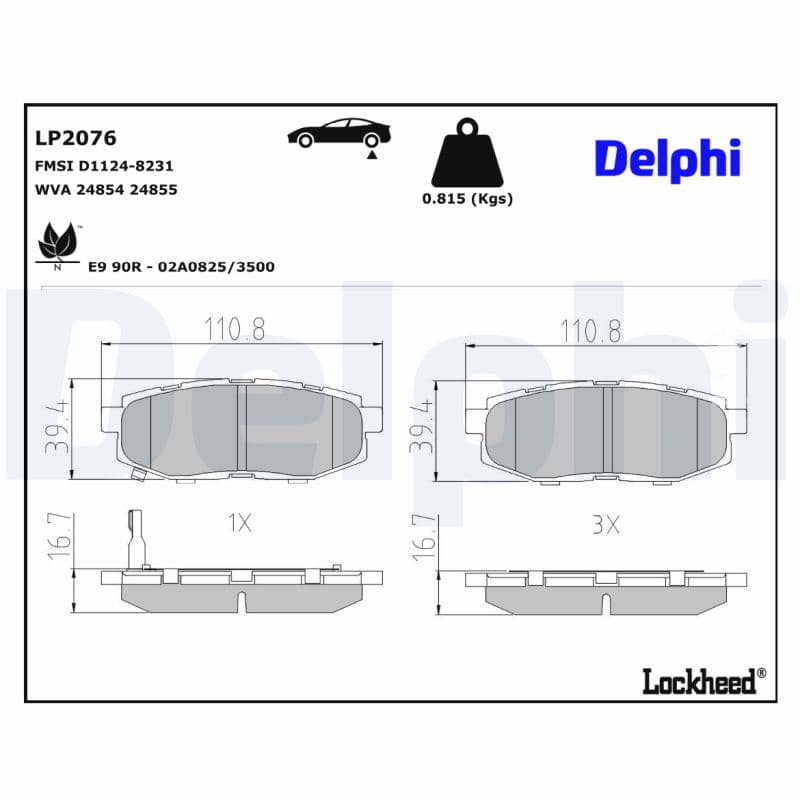 DELPHI Sada brzdových platničiek kotúčovej brzdy LP2076 1