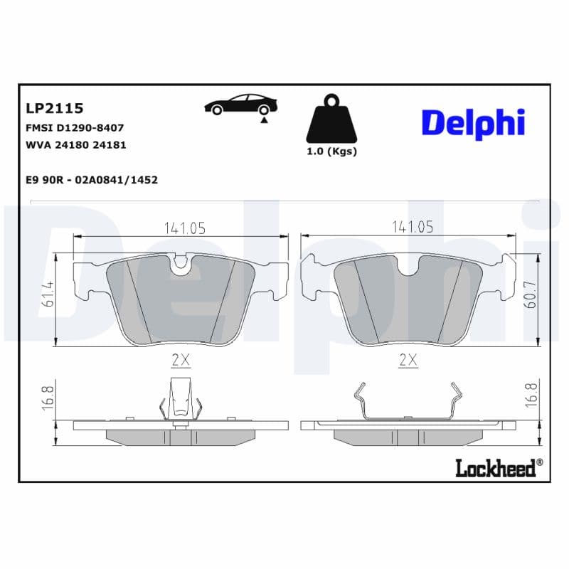 DELPHI Sada brzdových platničiek kotúčovej brzdy LP2115 1