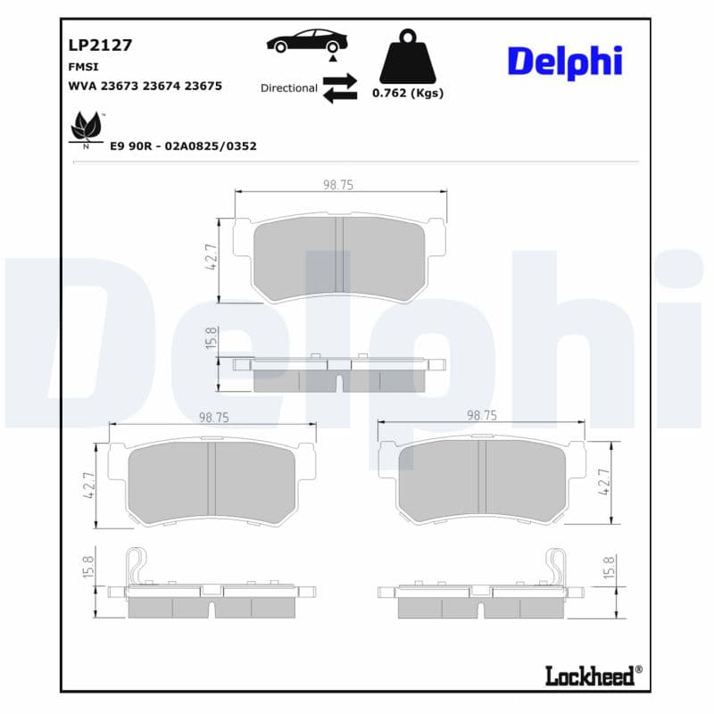 DELPHI Sada brzdových platničiek kotúčovej brzdy LP2127 1