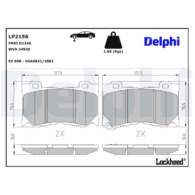 DELPHI Sada brzdových platničiek kotúčovej brzdy LP2156 1