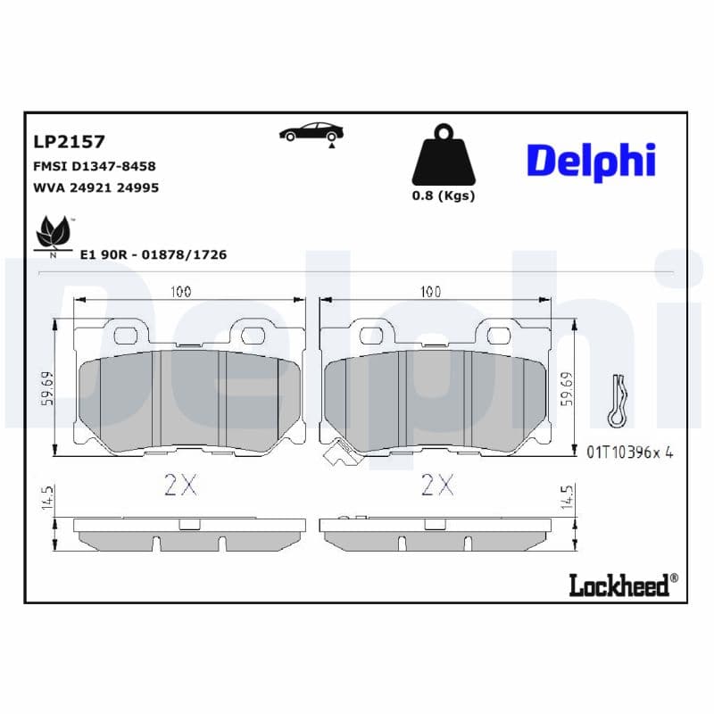 DELPHI Sada brzdových platničiek kotúčovej brzdy LP2157 1