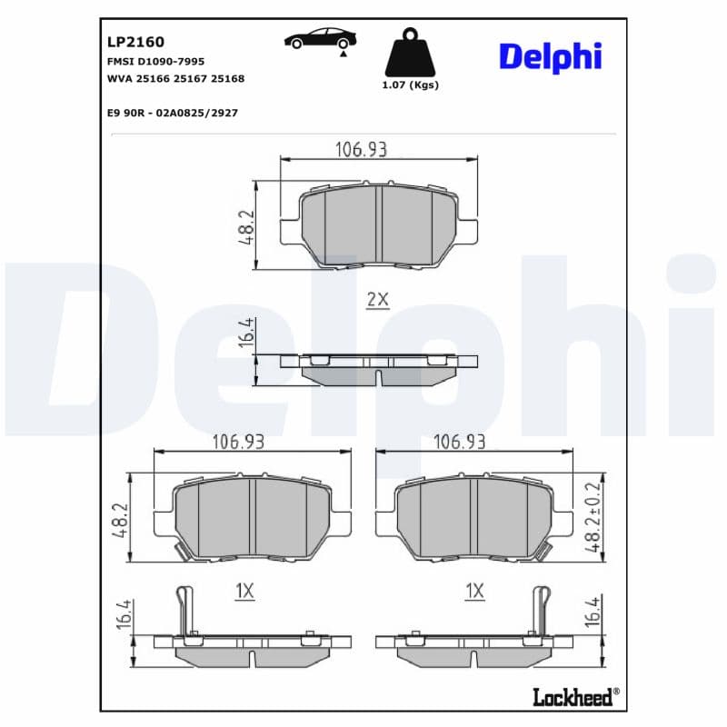 DELPHI Sada brzdových platničiek kotúčovej brzdy LP2160 1