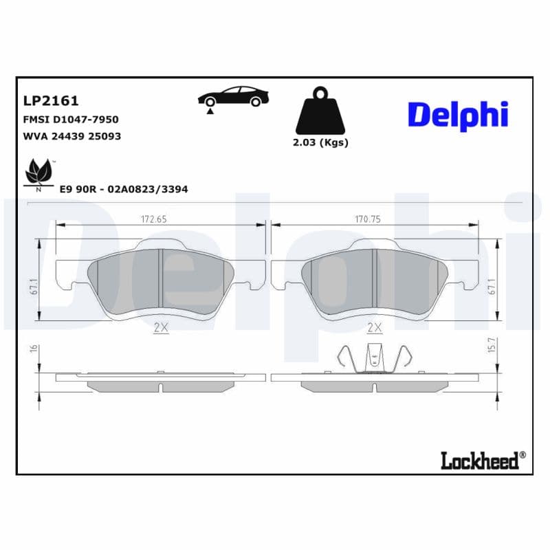 DELPHI Sada brzdových platničiek kotúčovej brzdy LP2161 1