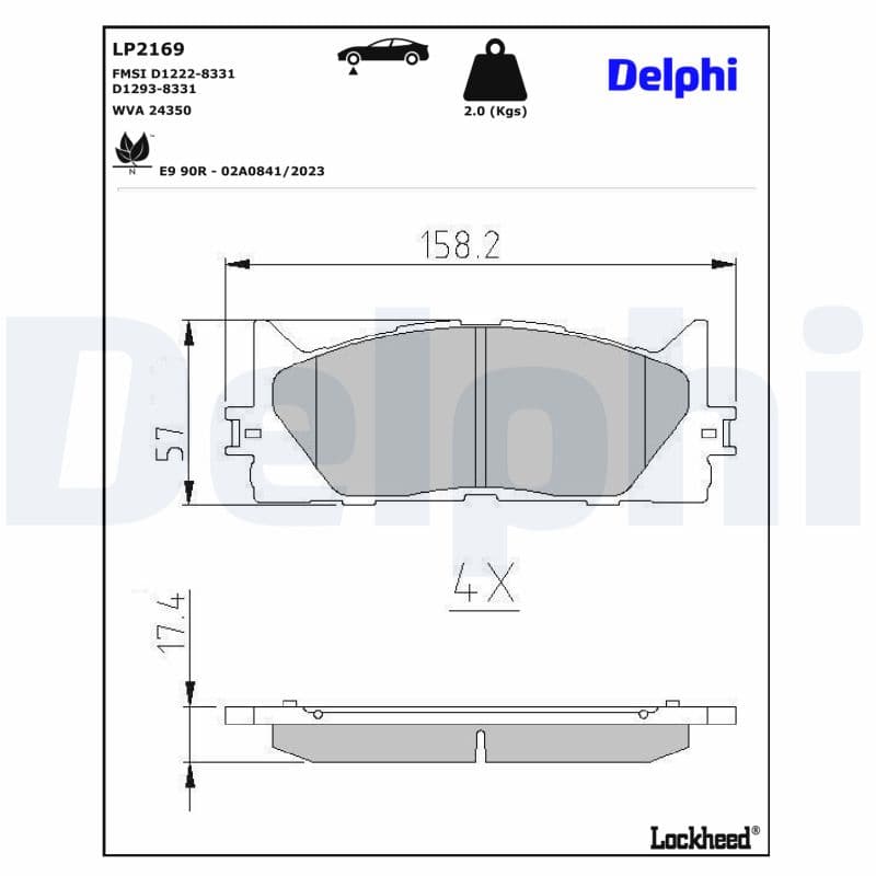 DELPHI Sada brzdových platničiek kotúčovej brzdy LP2169 1