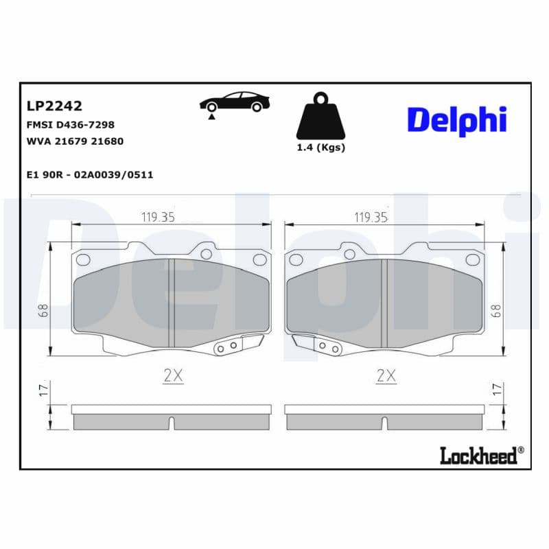 DELPHI Sada brzdových platničiek kotúčovej brzdy LP2242 1